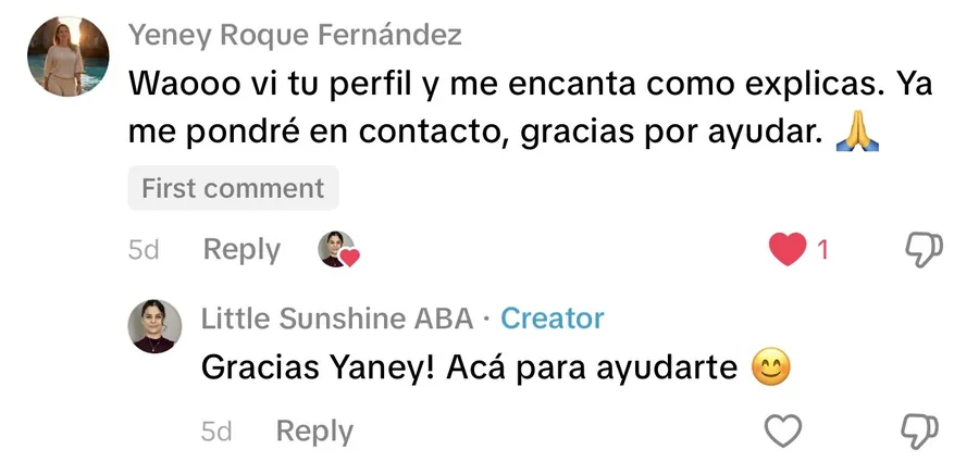 Comentario público de TikTok que elogia la forma de explicar