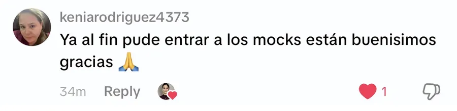 Comentario público de TikTok con una opinión positiva sobre los simulacros
